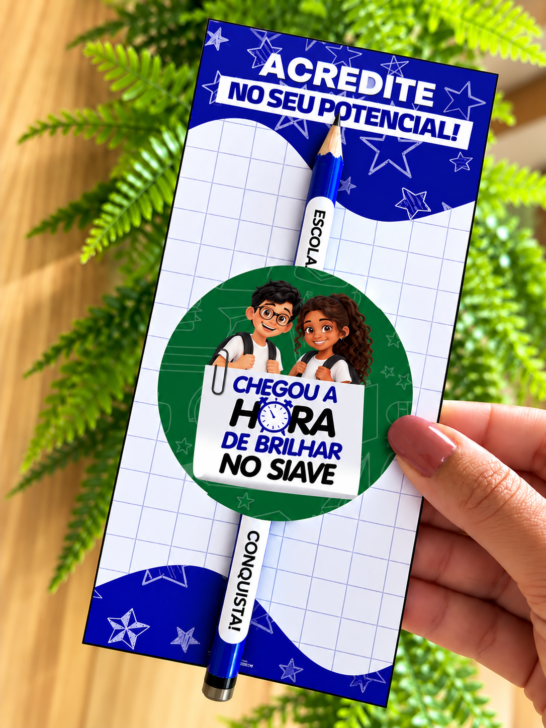 Card para lápis ou caneta com 4 adesivos (SIAVE)