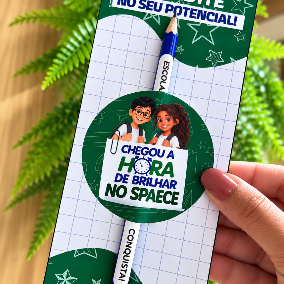 Card para lápis ou caneta com 4 adesivos (SPAECE)