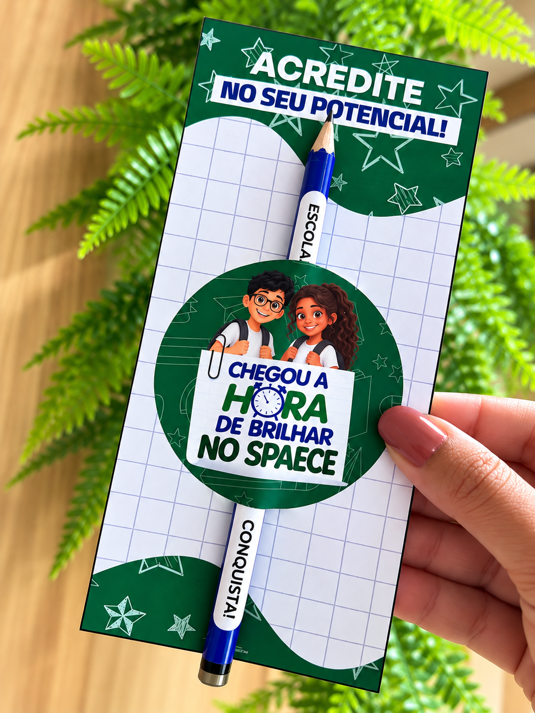 Card para lápis ou caneta com 4 adesivos (SPAECE)