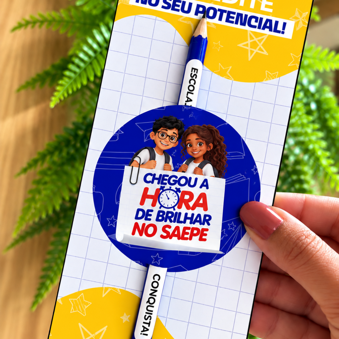 Card para lápis ou caneta com 4 adesivos (SAEPE)